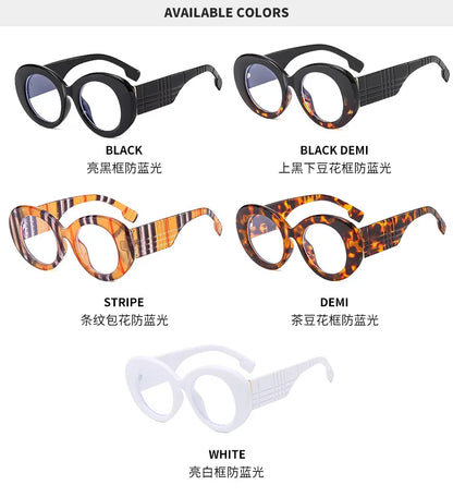 Lunettes anti-lumière bleue à rayures jaunes rétro pour femmes, lunettes transparentes, grande monture ronde, marque de luxe, 2025