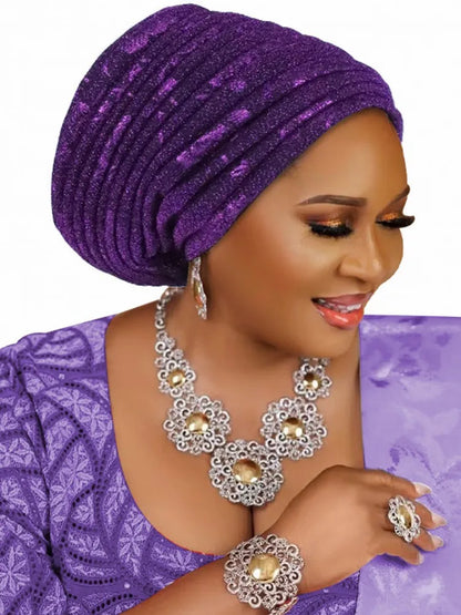 Turban Plissé pour Femme, Cravate de Sauna, ixde Mariage Africain, Nigeria, 2025