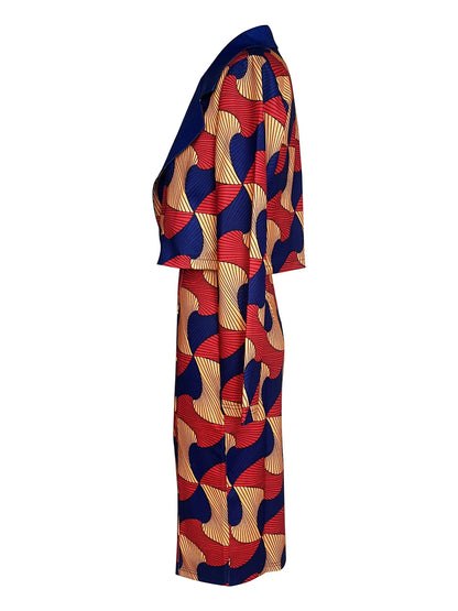 Costume deux pièces pour femmes Dashiki, manches longues, ensemble haut nombril exposé, jupe Midi imprimée, ensemble décontracté pour femmes