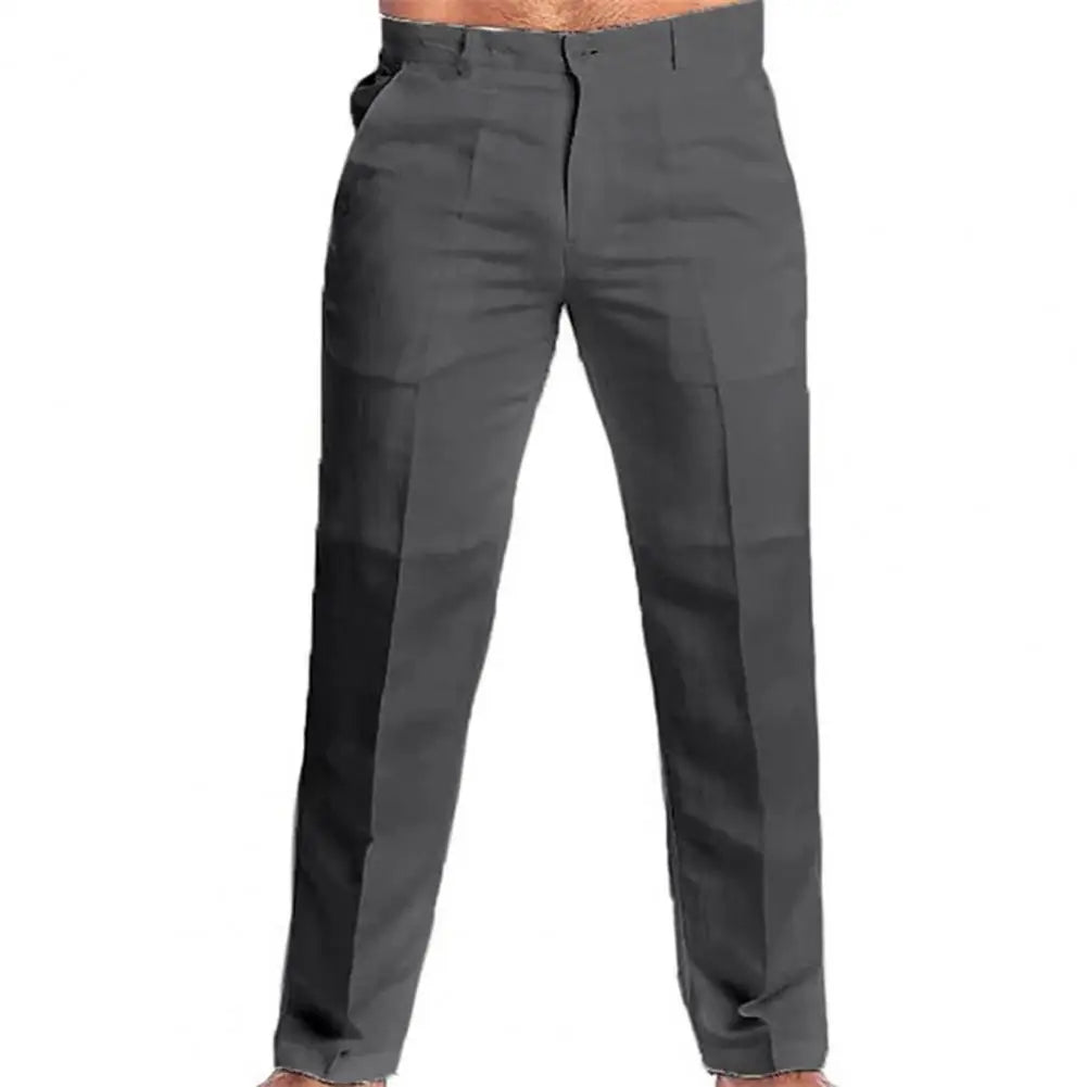 Pantalon en lin décontracté pour hommes, avec poches sur pied, couleur unie, blanc, gris, grande taille 3xl, élégant, mode, survêtement, Streetwear, 2023