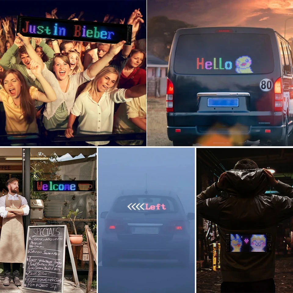 Écran d'affichage de panneau de pixels matriciel LED pour camion, Flexible, rvb, USB, 5V, motif de voiture, Graffiti, texte, projecteur, boutique d'animation, barre de rappel
