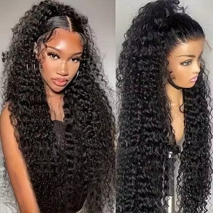 Perruque Lace Closure Wig sans colle bouclée, cheveux naturels, Deep Wave, HD, 13x6, pre-à-porter, densité 200