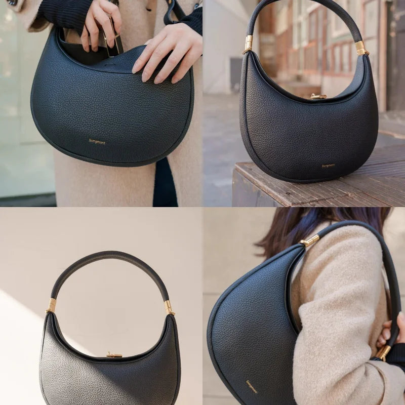 Sac à main en forme de croissant de luxe pour femme, nouvelle série Pine Moon, Hobo, sac à bandoulière polyvalent en cuir, sac à main à la mode, sacs sous les bras