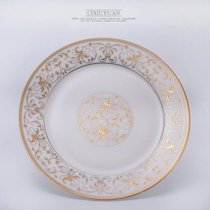 Assiettes et plats en porcelaine tendre, plats de buffet en céramique pour la fête, chargeurs d'assiettes, ensemble de 2 pièces, 8 + 10 pouces