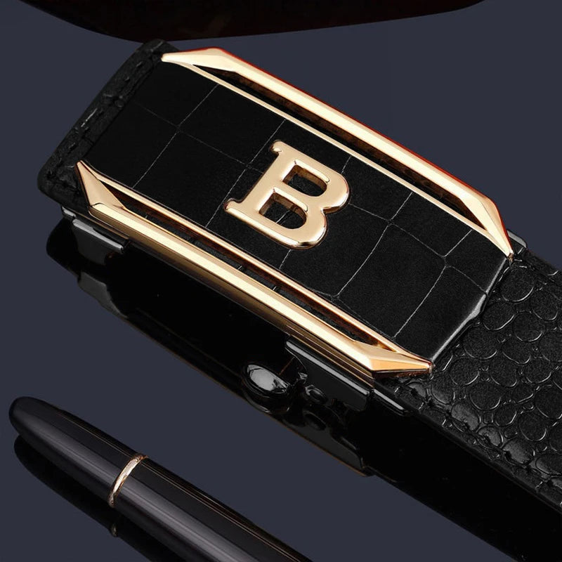 Ceinture motif Crocodile pour hommes, ceinture à boucle automatique de haute qualité, sangle en jean à la mode, accessoires tendance pour hommes