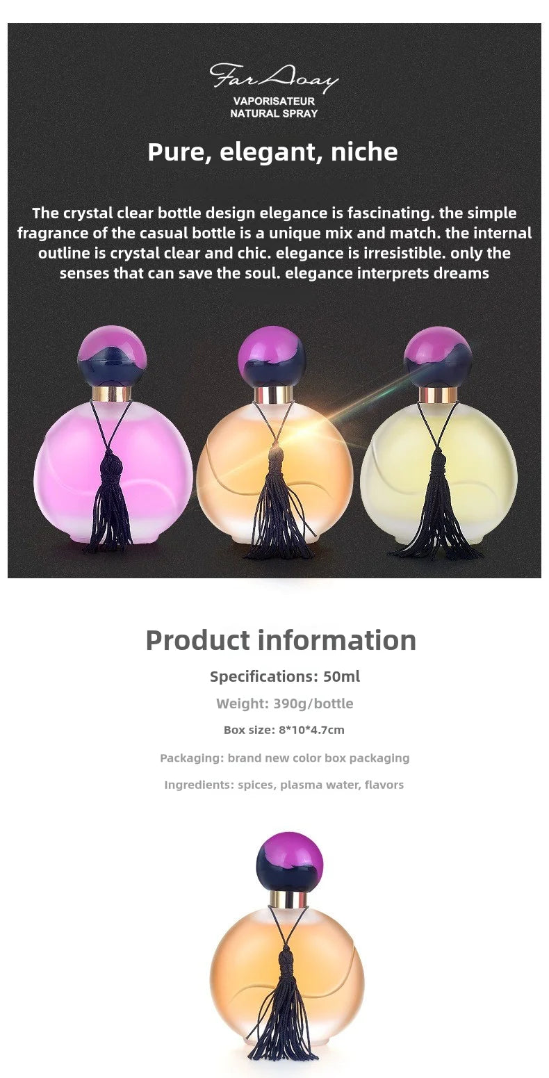 Parfum Durable à odeur d'agrumes fraîche, 50ml, pour dames, parfum haut de gamme, longue durée, saveur d'orange clair