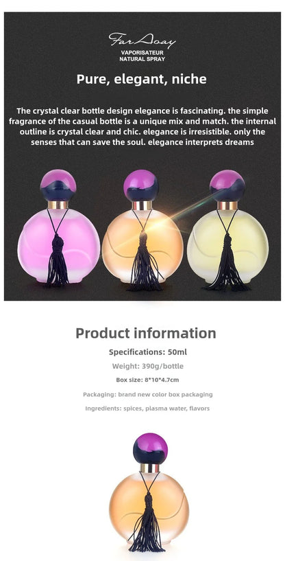 Parfum Durable à odeur d'agrumes fraîche, 50ml, pour dames, parfum haut de gamme, longue durée, saveur d'orange clair