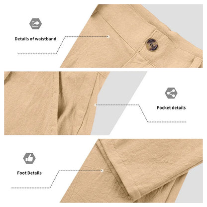 BERAKAH SUPRÊME – pantalon de costume décontracté en lin pour hommes, couleur unie, nouvelle mode, pantalon de plage à jambes larges, européen et américain