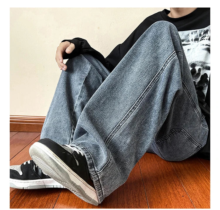 LAPPSTER-Jean baggy en denim pour homme et femme, pantalon droit, vintage, décontracté, hip hop, sarouel, collection 2023