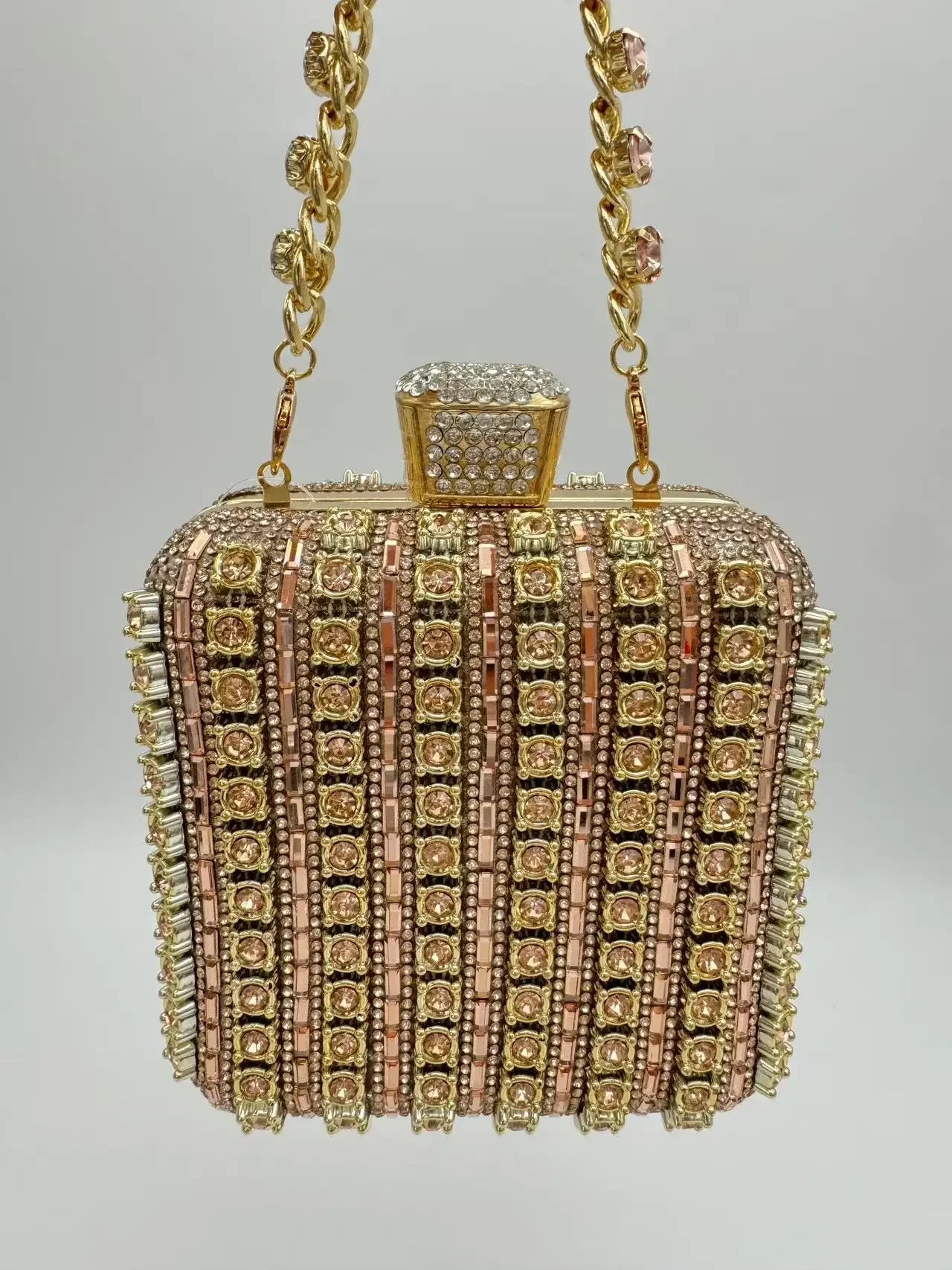 Sac pochette de soirée carrée incrustée de diamants faite à la main, sac de dîner Portable en Fiber de Polyester scintillante de petite taille pour femmes