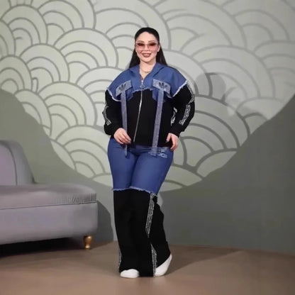 Ensemble veste et pantalon de costume en Denim pour femmes, Ensemble de vêtements en Denim confortables et décontractés de la chine continentale, article en Stock AE