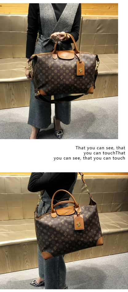 Sacs pour femmes authentiques de grande capacité de Hong Kong, sacs fourre-tout à la mode, en cuir véritable, sacs de voyage à bandoulière populaires.