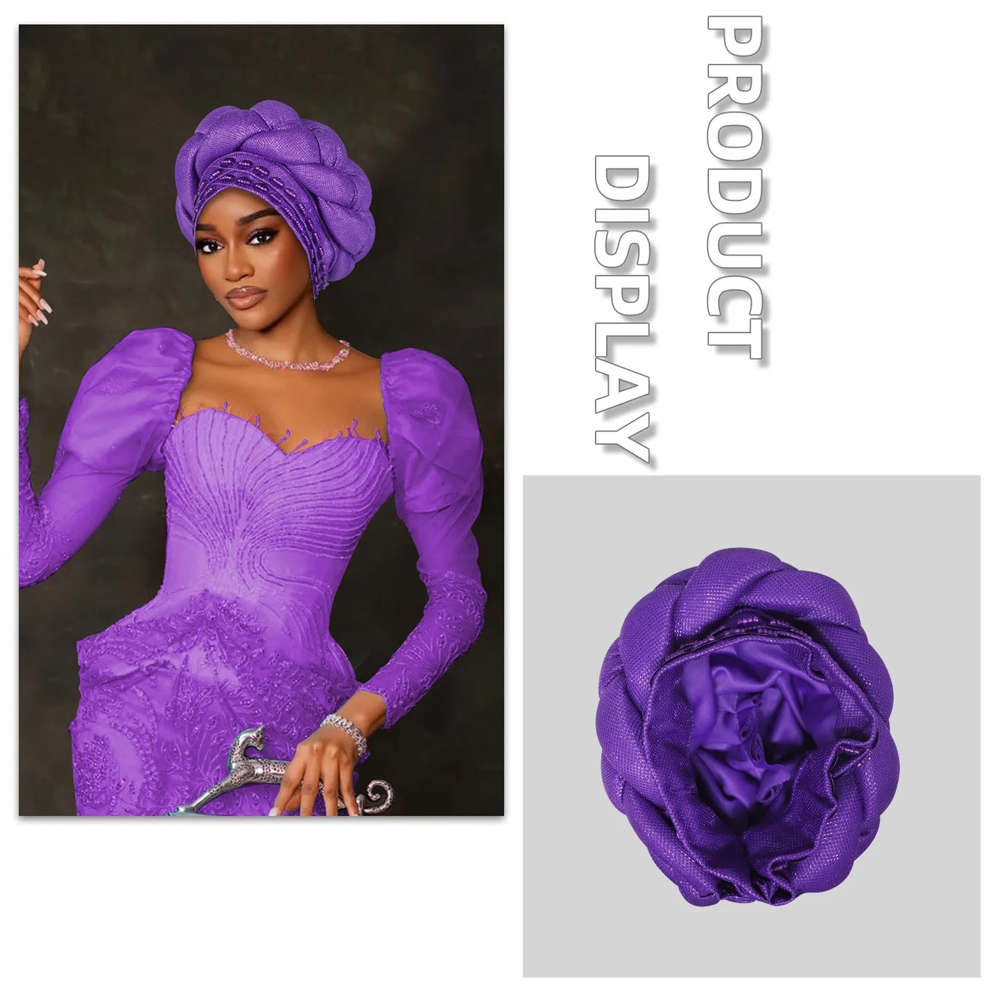 Couvre-chef africain Auto Gele déjà fabriqué, Turban brillant pour femmes, Hijab nigérian tressé, couvre-chef pour fête de mariage