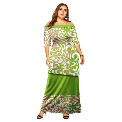 Tapa Tribal Design Tongan Puletasi Ensembles Robe Polynésienne Samoan Grande Taille Femmes Ensemble Deux Pièces