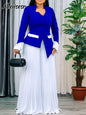 Mlaiscsr manches évasées bouton Blazer chemise hauts et pantalons à jambes larges plissés 2 deux pièces ensembles femmes élégant bureau dames tenues
