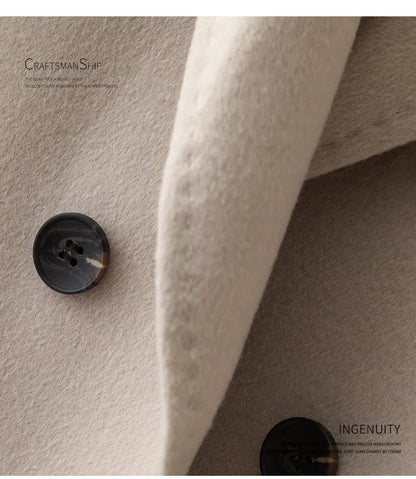 Manteau en laine Double face pour femme, épais, mi-long, col de costume, coupe ample, couleur Pure, polyvalent, nouveau Style automne hiver