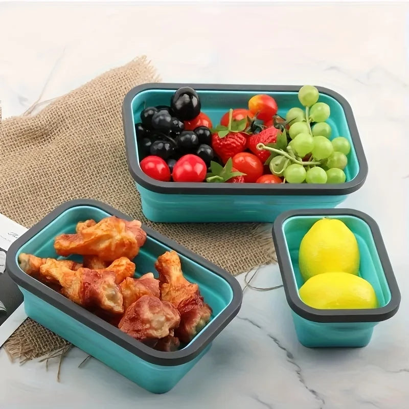 Conteneur de stockage des aliments pliable en Silicone, boîte à déjeuner empilable permettant de gagner de l'espace, accessoires de cuisine pliables pour micro-ondes 1/4 pièces