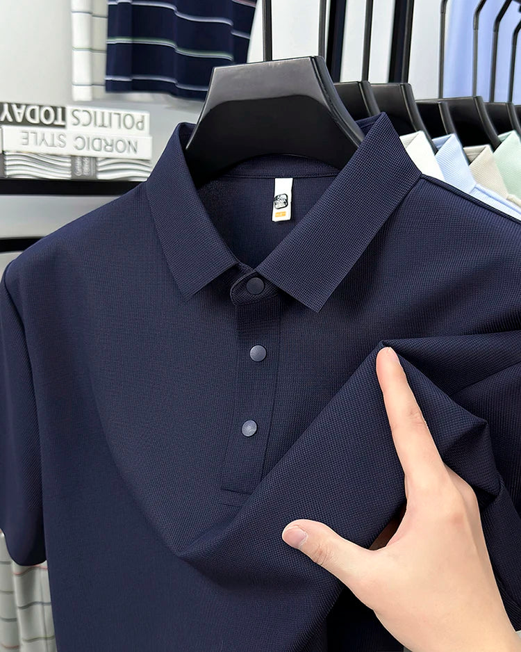 2025 Chemise polo gaufrée sportive pour hommes |   Tailles supérieures de Tennis de Golf évacuant l'humidité S-5XL, boutons-pression, antibactérien 7A de haute qualité