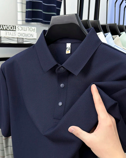 2025 Chemise polo gaufrée sportive pour hommes |   Tailles supérieures de Tennis de Golf évacuant l'humidité S-5XL, boutons-pression, antibactérien 7A de haute qualité