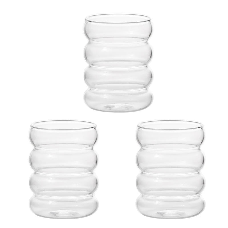 Tasse en verre Transparent Ins de 350ML, verres à boire en forme de chenille résistants à la chaleur, tasse à café, bière, jus de lait, tasse d'eau mignonne