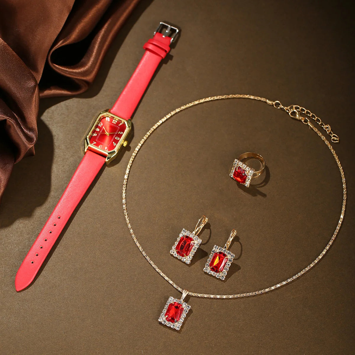 Montres carrées de luxe pour femmes, montre-bracelet à quartz pour dames, ensemble de bijoux classiques simples, marque de mode, 6 pièces, 5 pièces, 1 pièce