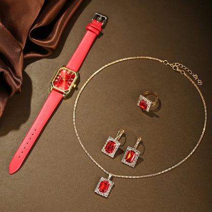 Montres carrées de luxe pour femmes, montre-bracelet à quartz pour dames, ensemble de bijoux classiques simples, marque de mode, 6 pièces, 5 pièces, 1 pièce