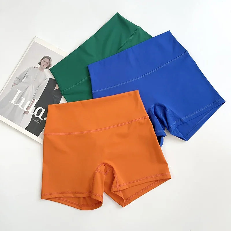 Short de motard de sport pour femmes, sensation nue, taille haute, Yoga, Push Up, Leggings de Fitness, contrôle du ventre, Slim