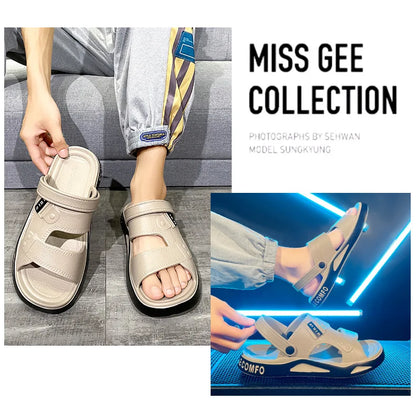 Sandales d'été Eva pour hommes, pantoufles à la mode, légères, douces, plates, antidérapantes, pour l'extérieur, la plage, à bout ouvert