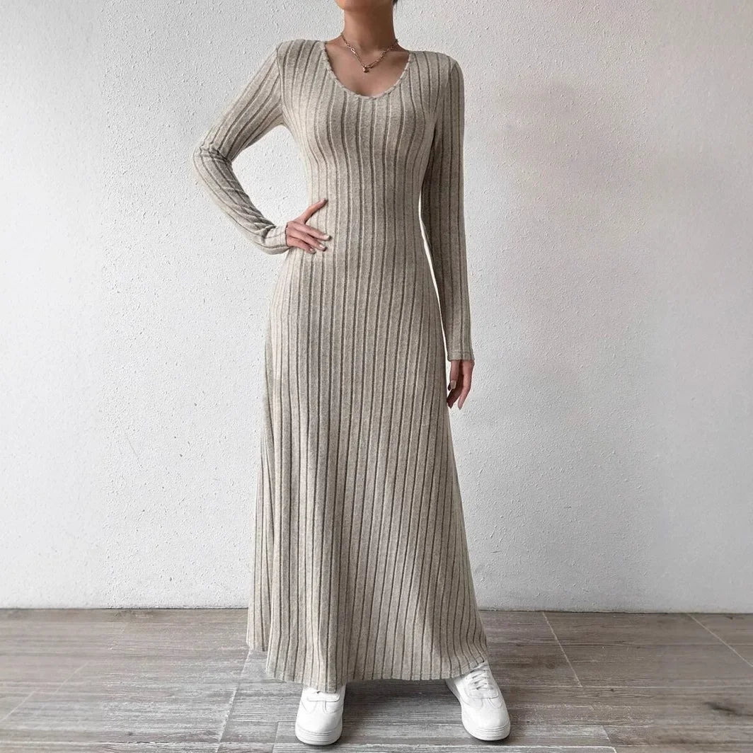 Robe Streetwear Trapèze à Manches sulfpour Femme, Lisse et Silhouette Solide, Longue, à la Mode