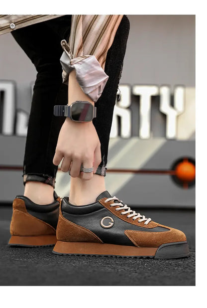 Printemps automne chaussures hommes augmenté mode cuir chaussures décontractées conseil chaussures de haute qualité en plein air grosses baskets Style britannique