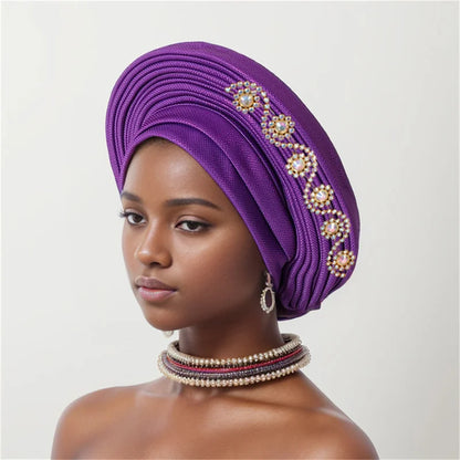 Geles de mariage nigérian, couvre-chef africain, Turbans Auto Gele pour femmes, tissu Aso Oke, couvre-chef musulman, couvre-chef féminin