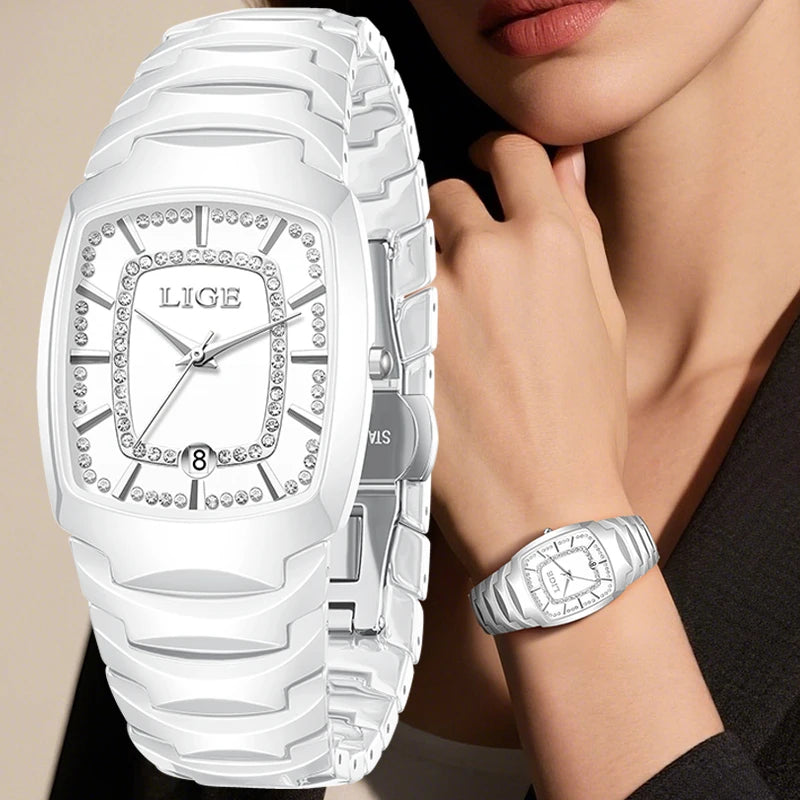 LIGE 2025 TOP montre pour femme élégante étanche mode dames horloge créative bracelet en céramique montre pour femmes cadeau Relogio Feminino
