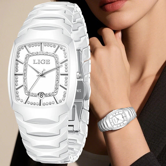 LIGE 2025 TOP montre pour femme élégante étanche mode dames horloge créative bracelet en céramique montre pour femmes cadeau Relogio Feminino