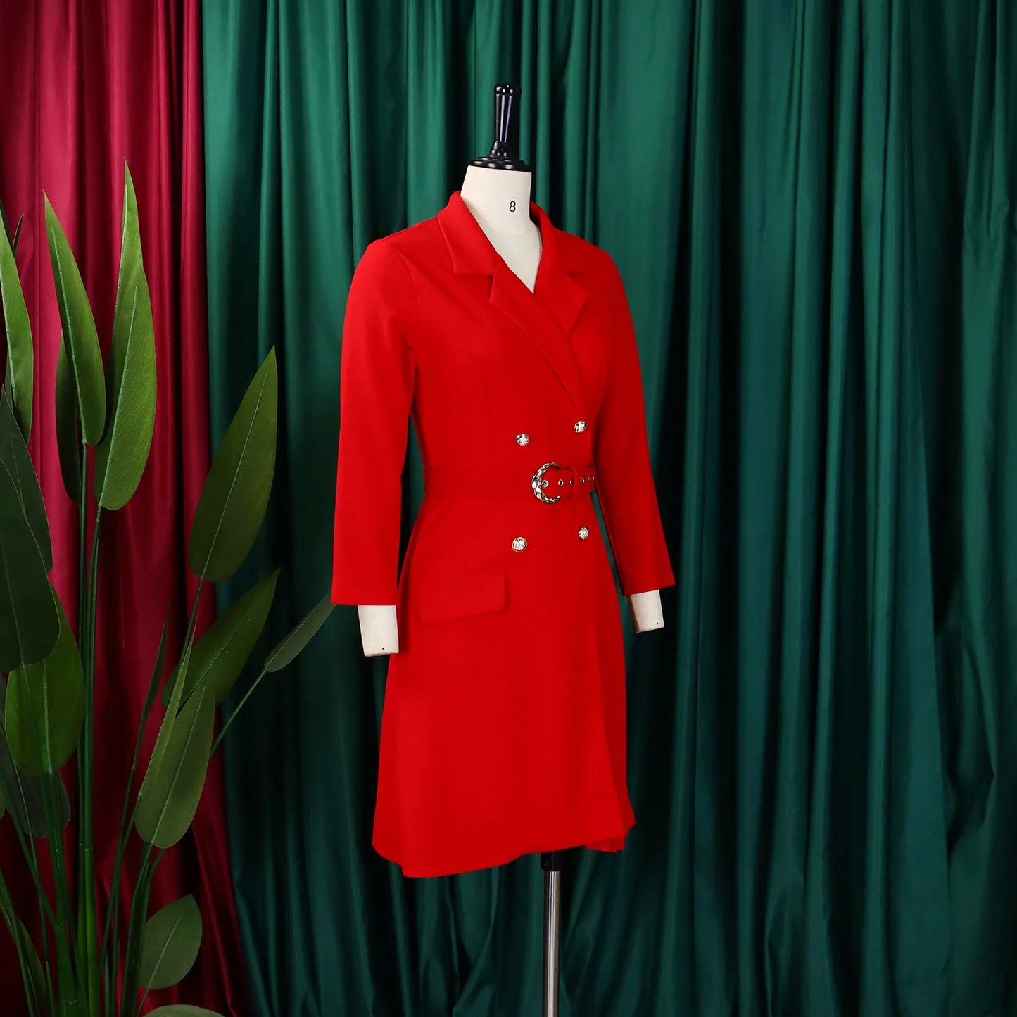 Robe plissée mi-longue à col de costume, taille haute, à la mode, nouvelle collection automne 2025