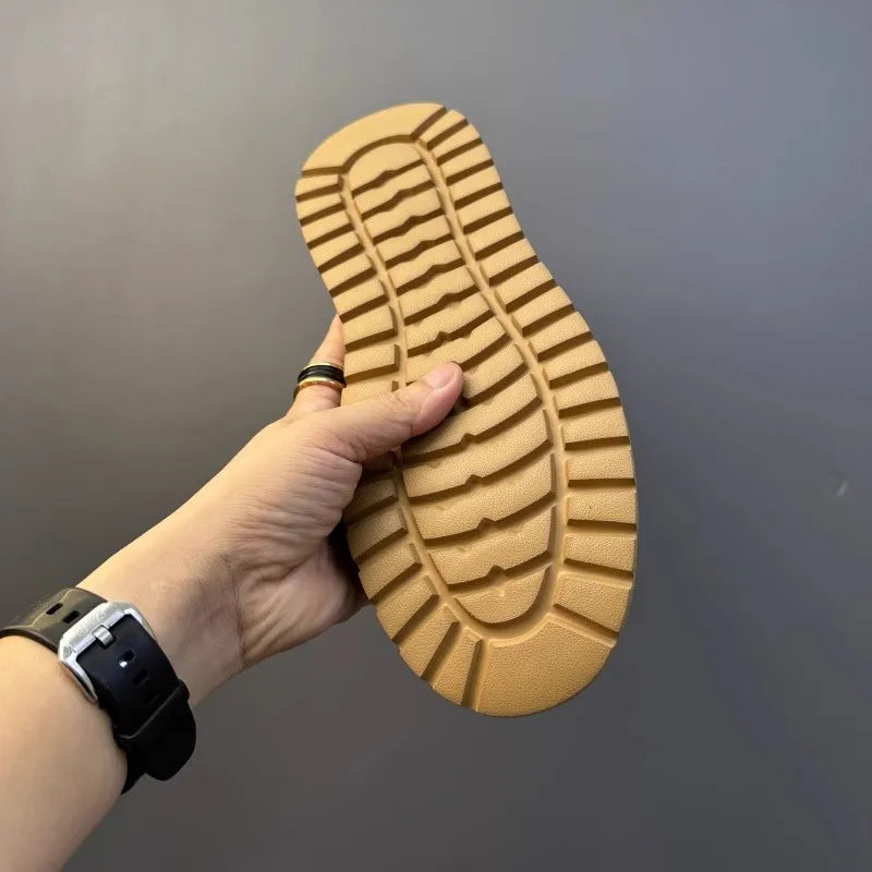 Mocassins en cuir de vachette à plateforme vintage pour hommes, chaussures en cuir véritable, respirant, évider, décontracté, conduite, affaires, été