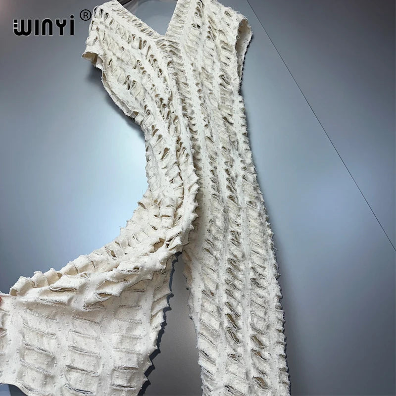 WINYI été Original ajouré ample denim combinaison mode couvrir