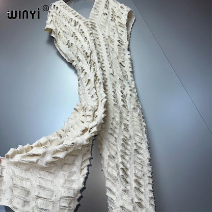 WINYI été Original ajouré ample denim combinaison mode couvrir