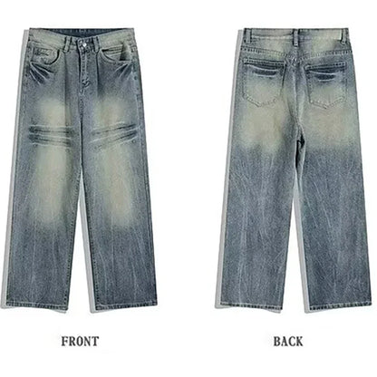Jean Baggy craquelé pour homme, pantalon Y2k Harajuku, Vintage, délavé, droit, en Denim, Punk Goth, nouvelle collection 2025