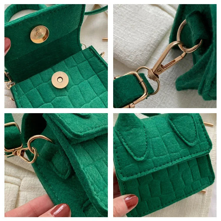 Sac à main en feutre coloré pour femme, mini sacs à main, sac à bandoulière, motif pierre, initié