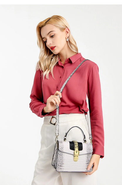 Sacs à main en cuir véritable pour femmes, marque de mode de luxe, sac à bandoulière initié, petit crocodile, carré dur, sacs de messager portables