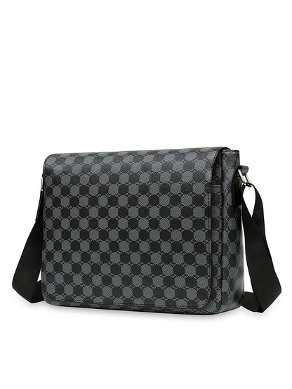 Sac à bandoulière à rabat pour hommes, mode décontractée, porte-documents d'affaires horizontal, sacs à dos à carreaux de grande capacité