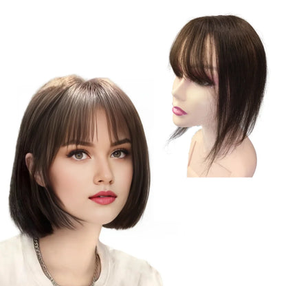 Cheveux humains Toppers pour femmes 10x11 cm dentelle PU Base toupet Topper vrais cheveux humains Clips dans les postiches couverture blanc chauve cheveux