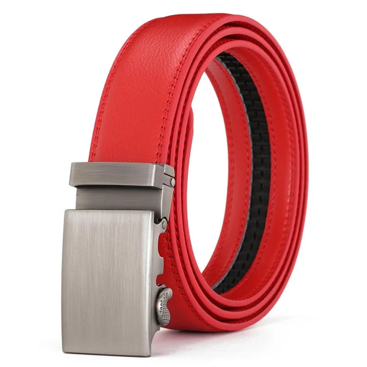 Hommes couleur rouge 3.5 cm largeur bracelet en cuir de vache haute qualité boucle automatique ceintures pour hommes marque de luxe concepteur ceintures homme B995