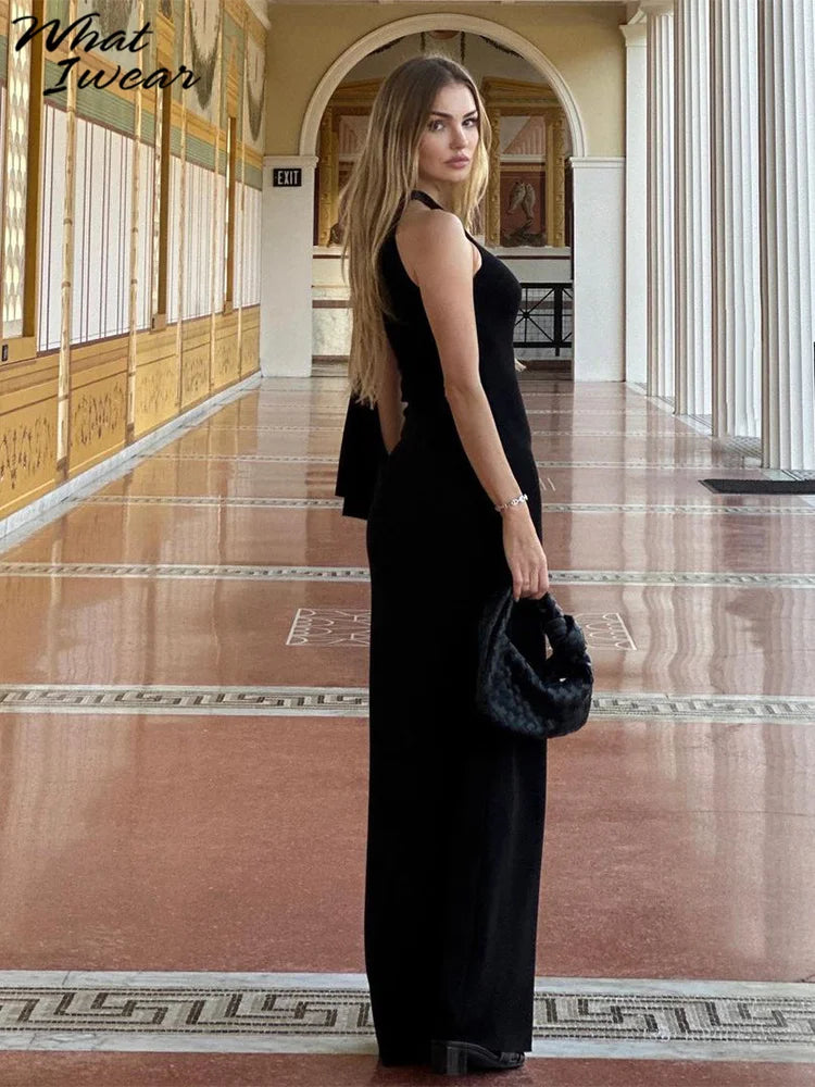 Bizarre chat une épaule robe femme été Sexy solide élégant noeud pansement sans manches moulage Simple fête maigre robes