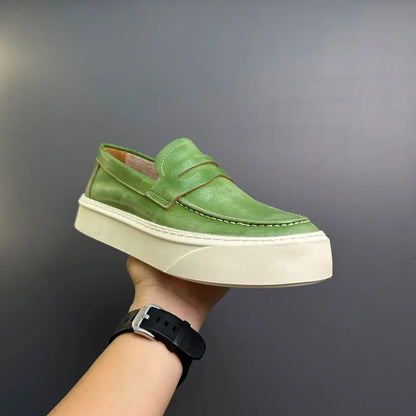 DOYUTIG-Chaussures à enfiler en cuir véritable pour hommes, chaussures de planche décontractées rétro pour hommes, baskets chimneakers de printemps et d'automne, marque de mode masculine, SG009