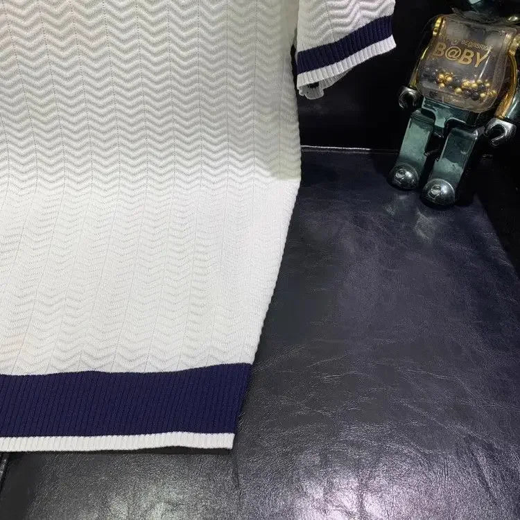 T-shirt à manches courtes en soie glacée pour hommes, pull tricoté à revers contrasté, tendance et personnalisé, décontracté, nouvelle collection été