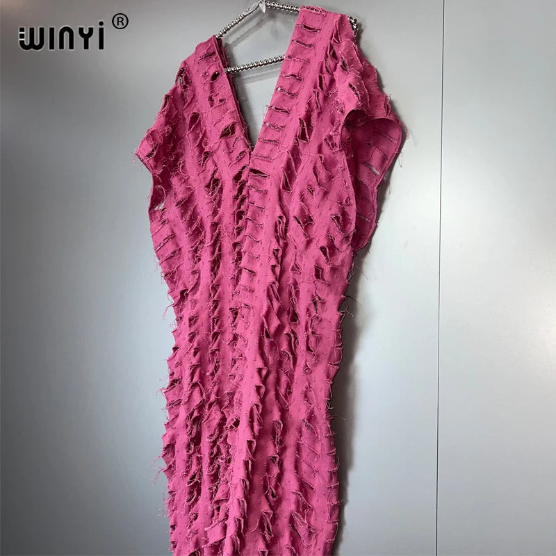 WINYI été Original ajouré ample denim combinaison mode couvrir