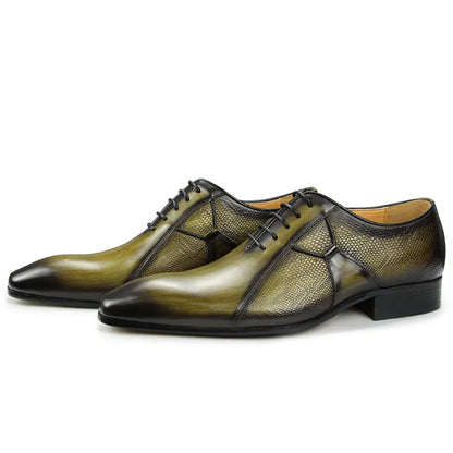Chaussures en cuir Oxfords pour hommes, chaussures de bureau formelles, sociales, élégantes, à la mode, à bout pointu, pour fête de mariage, robe de bureau de haute qualité