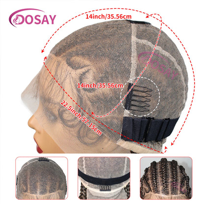 Perruque tressée en boîte sans nœuds en dentelle complète pour femmes-perruque tressée de style boîte de cornrow synthétique en forme de cœur pour un usage quotidien