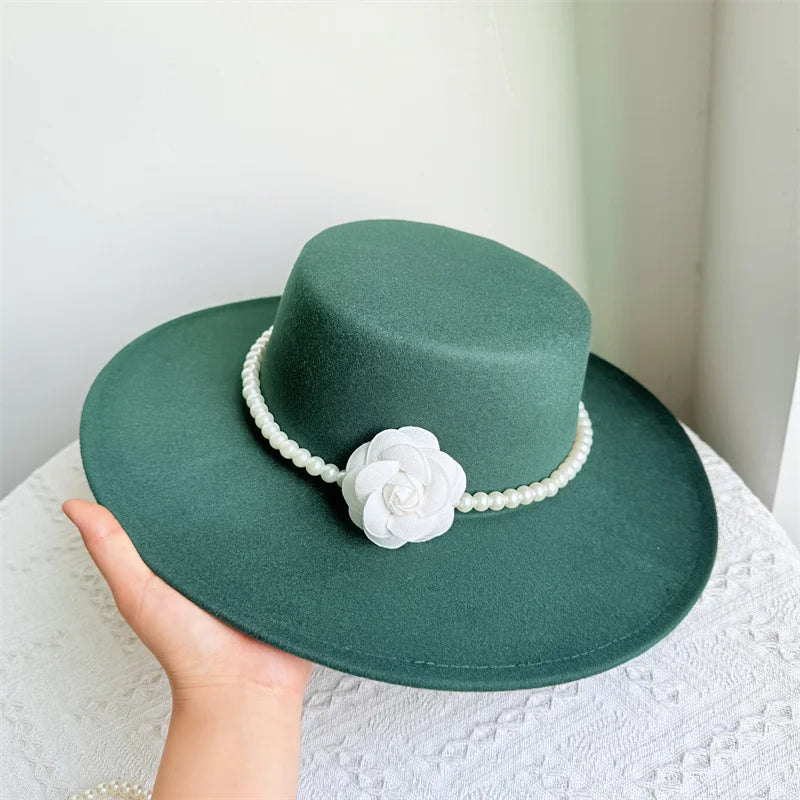 Chapeau Fedora de Style français pour femmes, chapeau en feutre à bord large de 10CM, Derby d'hiver et d'automne, chapeaux de Jazz de mariage